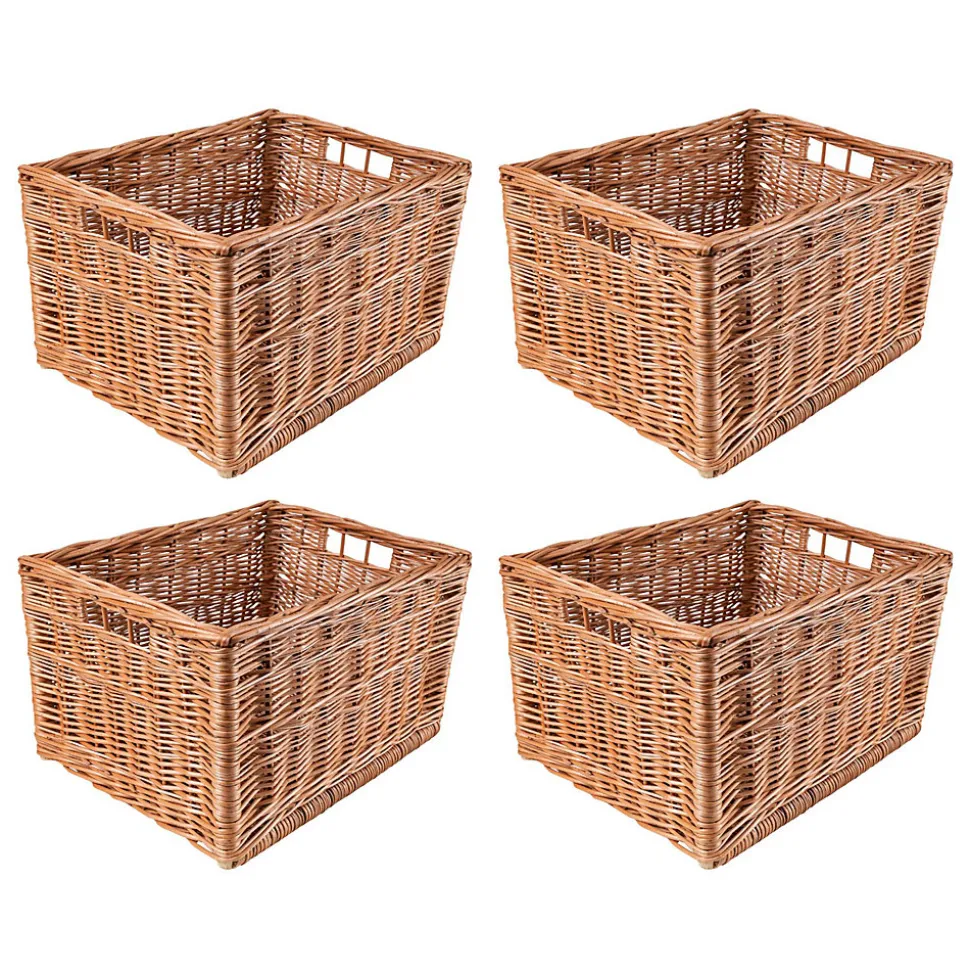 Creative Home Lot de 3 Panier De Rangement En Osier 40 x 30 x 24 cm - Petit Panier Tressé Pour Salle De Bain Cuisine Maison