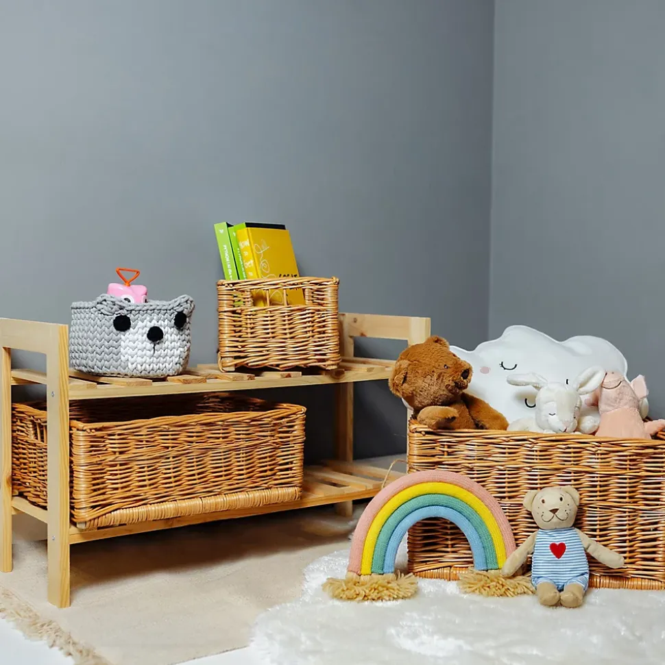 Creative Home Lot de 3 Panier De Rangement En Osier 40 x 30 x 24 cm - Petit Panier Tressé Pour Salle De Bain Cuisine Maison