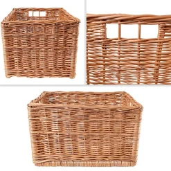 Creative Home Lot de 3 Panier De Rangement En Osier 40 x 30 x 24 cm - Petit Panier Tressé Pour Salle De Bain Cuisine Maison