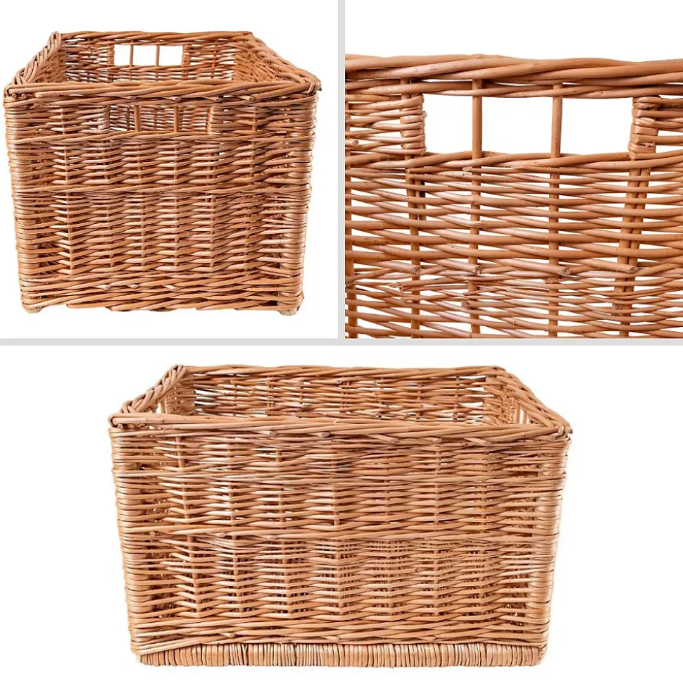 Creative Home Lot de 3 Panier De Rangement En Osier 40 x 30 x 24 cm - Petit Panier Tressé Pour Salle De Bain Cuisine Maison