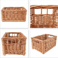 Creative Home Panier De Rangement En Osier 30 x 20 x 16 cm - Petit Panier Tressé Rectangulaire Pour Salle De Bain Cuisine Maison