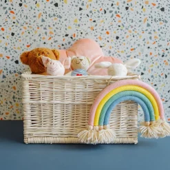 Creative Home Panier De Rangement En Osier Blanc 40 x 30 x 24 cm - Petit Panier Tressé Pour Salle De Bain Cuisine Maison