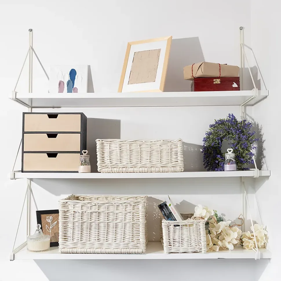 Creative Home Panier De Rangement En Osier Blanc 40 x 30 x 24 cm - Petit Panier Tressé Pour Salle De Bain Cuisine Maison