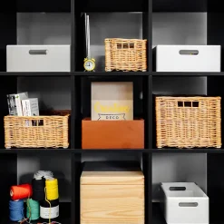 Creative Home Panier De Rangement En Osier 40 x 30 x 16 cm - Petit Panier Tressé Rectangulaire Pour Salle De Bain Cuisine Maison