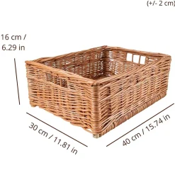 Creative Home Panier De Rangement En Osier 40 x 30 x 16 cm - Petit Panier Tressé Rectangulaire Pour Salle De Bain Cuisine Maison