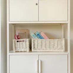 Creative Home Panier De Rangement En Osier Blanc 30 x 20 x 16 cm - Petit Panier Tressé Pour Salle De Bain Cuisine Maison