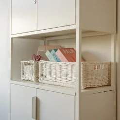 Creative Home Panier De Rangement En Osier Blanc 40 x 30 x 16 cm - Petit Panier Tressé Pour Salle De Bain Cuisine Maison