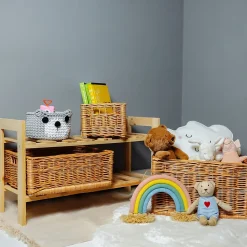 Creative Home Panier De Rangement En Osier 40 x 30 x 24 cm - Petit Panier Tressé Rectangulaire Pour Salle De Bain Cuisine Maison