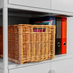 Creative Home Panier De Rangement En Osier 40 x 30 x 24 cm - Petit Panier Tressé Rectangulaire Pour Salle De Bain Cuisine Maison