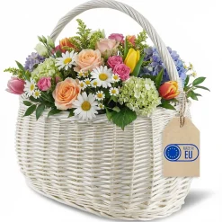 Creative Home Panier Osier Blanc Avec Poignées 45 x 26 x 41 cm - Tissé À La Main - Rangement Durable