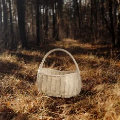 Creative Home Panier Osier Blanc Avec Poignées 45 x 26 x 41 cm - Tissé À La Main - Rangement Durable