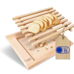 Creative Home Planche a Decouper en Bois - 35,5 x 28,5 x 2 cm - avec Compartiment Ramasse Miette Amovible - Bois de Hêtre Naturel