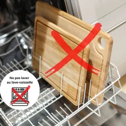 Creative Home Planche a Decouper Bois - 30,5 x 22,5 cm - avec Rainure pour le Jus - Bois de Hêtre Naturel - Double Face