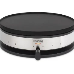 Crepiere Electrique HKoeNIG - KREP56 - Plaque réversible amovible - Surface de cuisson 33 cm - 1500W - Noir/Acier