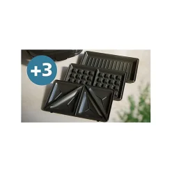 Croque monsieur 3 en 1 Philips HD2350/80 toaster & gaufrier noir/métal Série 5000, 750W