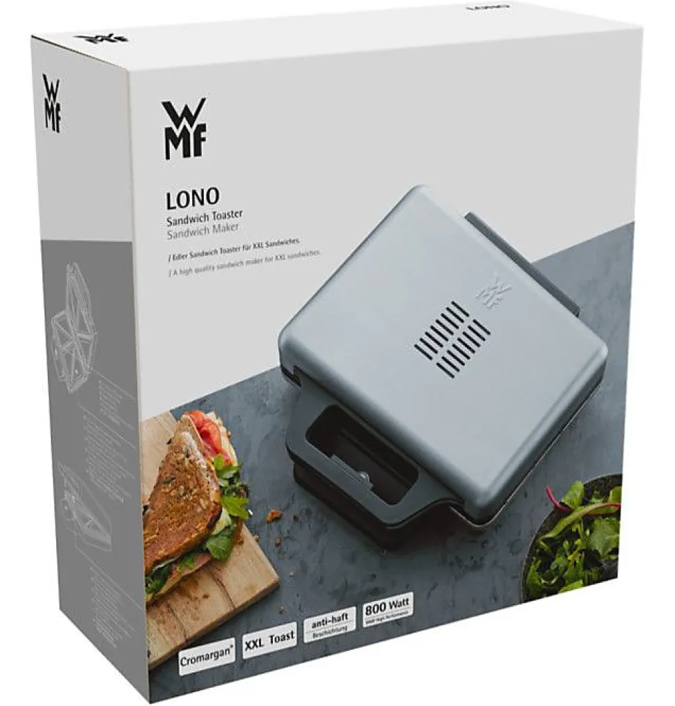 Croque-monsieur WMF LONO 870W acier inoxydable avec revêtement antiadhésif et fonction sandwichs