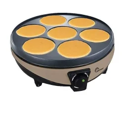 Crêpière - LITTLE BALANCE - Muscade - 1000W - Plaque 30cm et 7 empreintes - Revêtement antiadhésif
