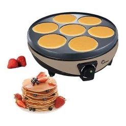 Crêpière - LITTLE BALANCE - Muscade - 1000W - Plaque 30cm et 7 empreintes - Revêtement antiadhésif