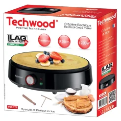 Crêpière - Techwood TCP-176 - Anti adhésif ILAG - 30 cm - Puissance : 1200W