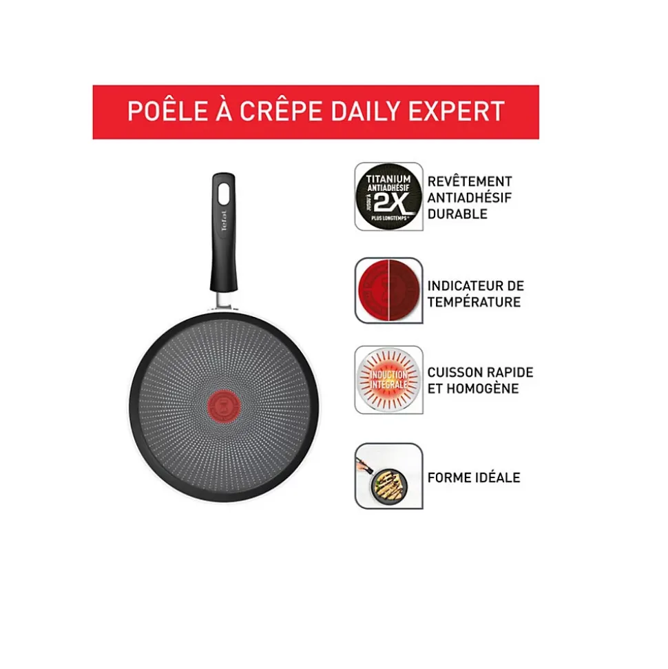 Crêpière anti-adhésive 25 cm rouge Tefal C2893802