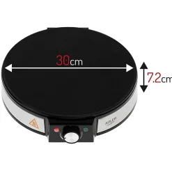 Crêpière, 30cm Diamètre, Revêtement Antiadhésif, Température Réglable Adler AD3058 1600W Noir