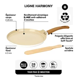 Crépière Harmony D26cm en aluminium forgé beige - Beige- 5five