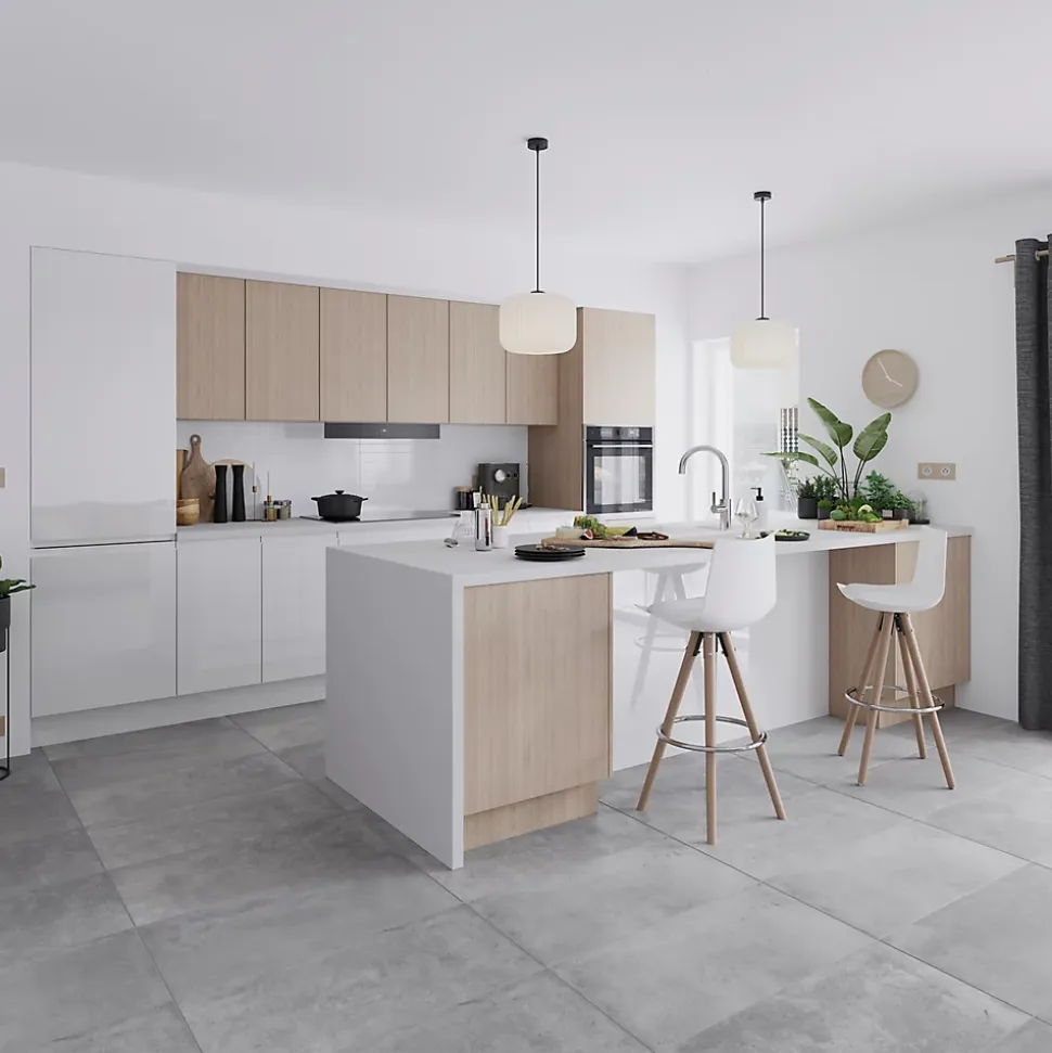 Côté de remplacement haut Goodhome Chia décor chêne clair H. 72 cm x l. 32 cm x Ep. 18 mm