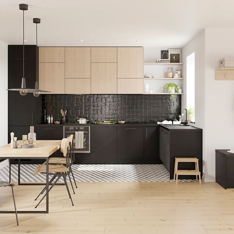 Côté de remplacement haut Goodhome Chia décor chêne clair H. 72 cm x l. 32 cm x Ep. 18 mm