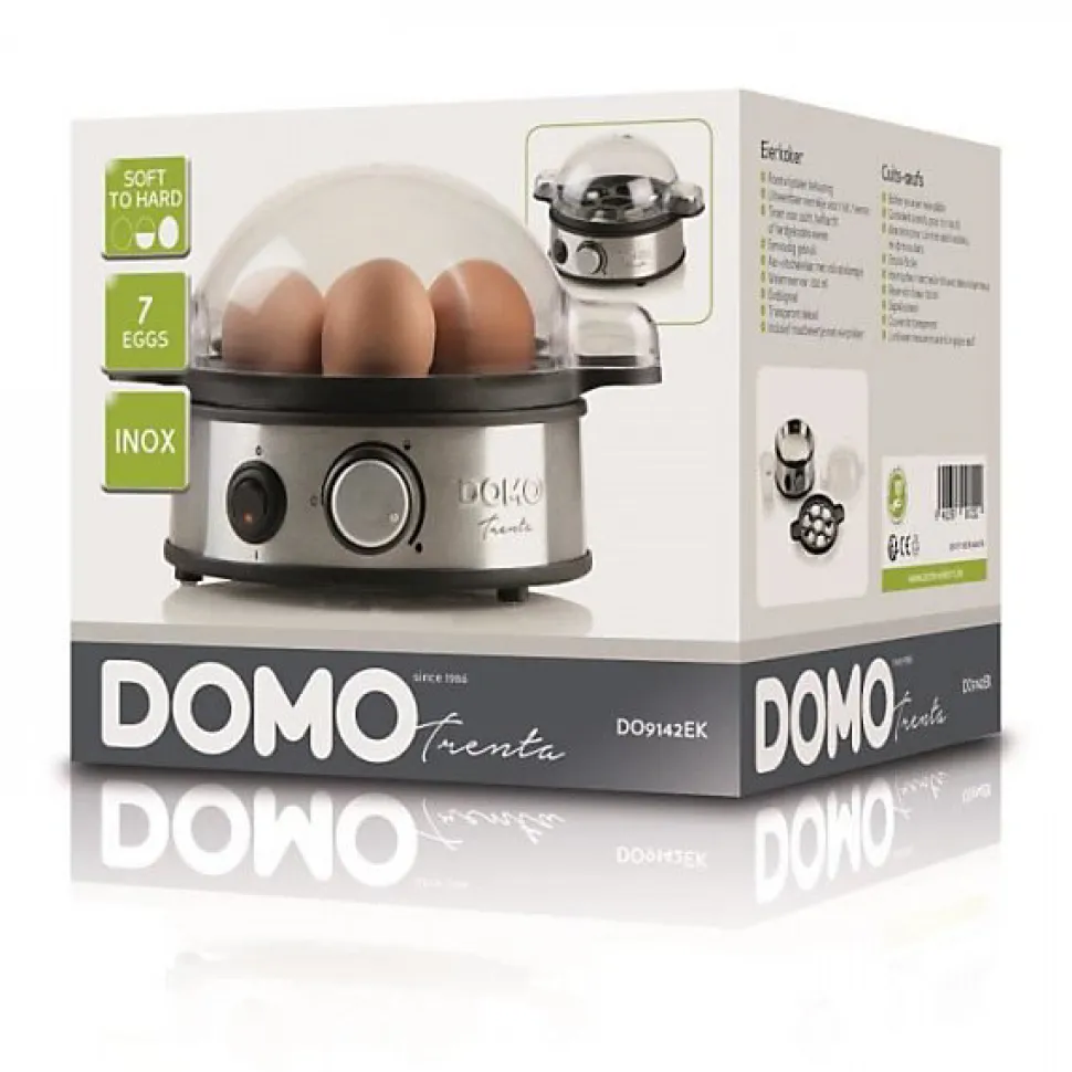 Cuiseur a oeufs DOMO - 400W DO9142EK - Indicateurs - Acier inoxydable - Jusqu'a 7 oeufs