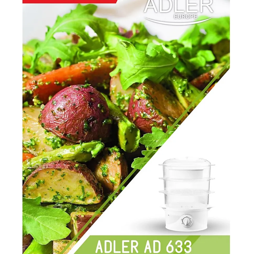 Cuiseur vapeur Puissance de 800 W. - 9L - Trois réservoirs de vapeur Steam Turbo transparents - Adler AD 633