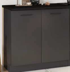 CUISINE COMPLETE ANIKA GRIS FONCE 2M00 NON MONTEE SANS ELECTROMENAGER 6 MEUBLES