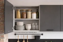 CUISINE COMPLETE CLARA gris et chêne 2M40 NON MONTEE SANS ELECTROMENAGER 7 meubles