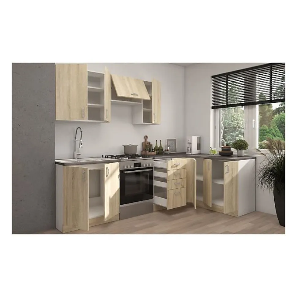 Cuisine complete SARA - Décor chene sonoma - L210 x P210 cm