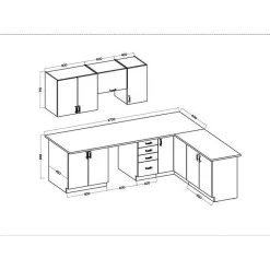 Cuisine complete SARA - Décor chene sonoma - L210 x P210 cm