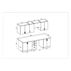 Cuisine complete SARA - Décor chene sonoma - L240 cm
