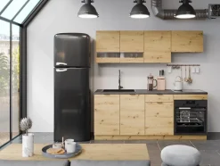 Cuisine complète - Avec plan de travail 200 cm - Naturel et Anthracite - CARMEO