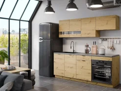 Cuisine complète - Avec plan de travail 200 cm - Naturel et Anthracite - CARMEO