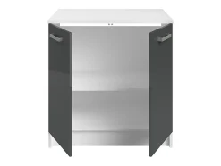 Cuisine complète - Avec plan de travail 240 cm - Gris brillant et Blanc - TRATTORIA