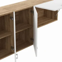 Cuisine complète 180 cm SUBTIL avec plan de travail 5 éléments bois et blanc