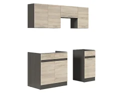 Cuisine complète 180 cm,Ensemble de meuble de cuisine coloris chêne Sonoma/Marron, sans plan de travail