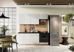 Cuisine complète ISYA 6 éléments couleur Gris clair/Artisan - Longueur 200/200 cm