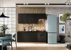 Cuisine complète ISYA 6 éléments couleur Noir/Chêne Artisan - Longueur 200/200 cm