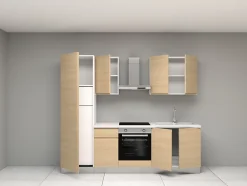 Cuisine complète montée All in Carla imitation chêne L. 255 cm avec électroménager