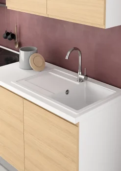 Cuisine complète montée All in Carla imitation chêne L. 255 cm avec électroménager