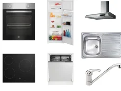 Cuisine complète montée All in Mimosa blanc L. 375 cm avec électroménager