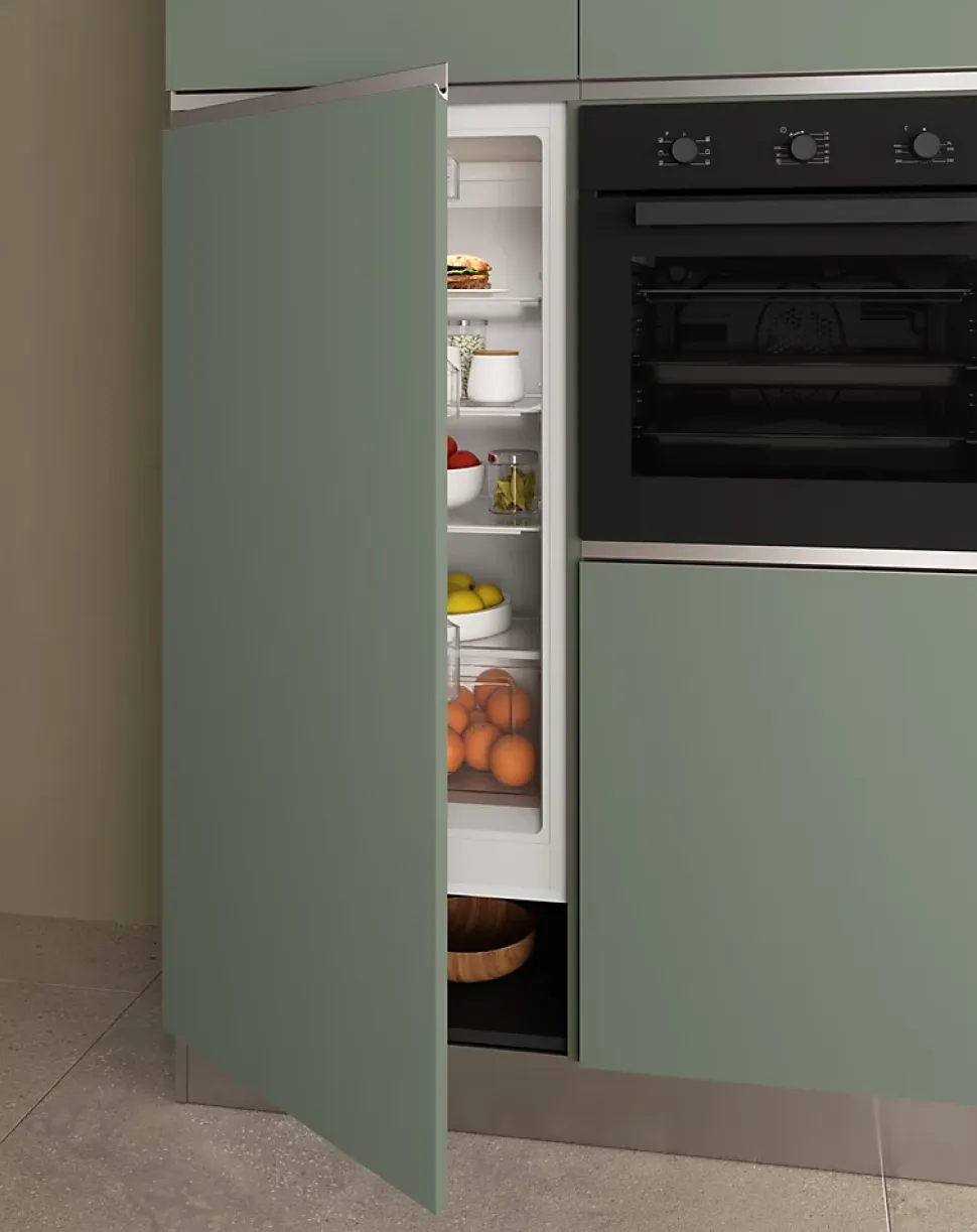 Cuisine complète montée All in Salvia vert L. 300 cm avec électroménager