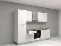 Cuisine complète montée All in Monica blanc L. 285 cm avec électroménager