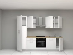 Cuisine complète montée All in Monica blanc L. 285 cm avec électroménager