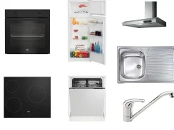 Cuisine complète montée All in Monica blanc L. 285 cm avec électroménager