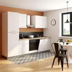 Cuisine complète montée All in Monica blanc L. 285 cm avec électroménager